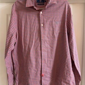 Vineyard Vines Men's Pink Checkered Shirt